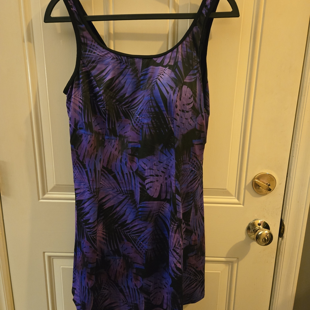 Swimsuits For All Black And Purple Tank Dress